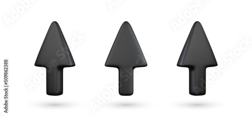 Realistic 3d black arrow vector icon illustration
