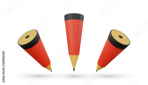 Realistic 3d pencil vector object illustration