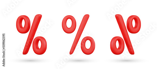 Realistic 3d percentage vector icon illustration