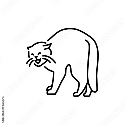 Standing angry cat color line icon. Pictogram for web page