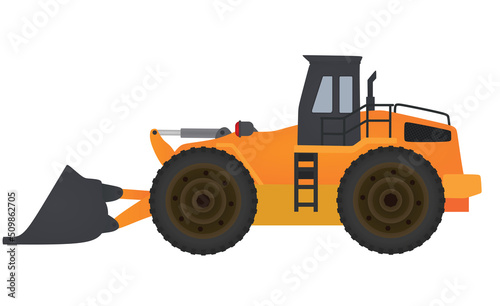 Yellow bulldozer tractor. vector illustration
