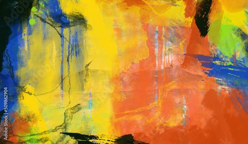 Abstract painting mixes many colors and textures for backgrounds and wallpapers