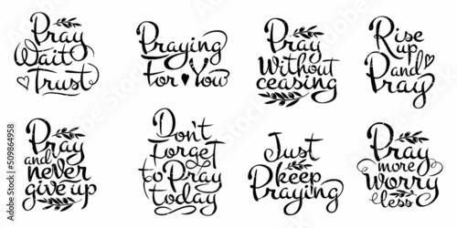 Vector calligraphic set on the theme of constant prayer in black