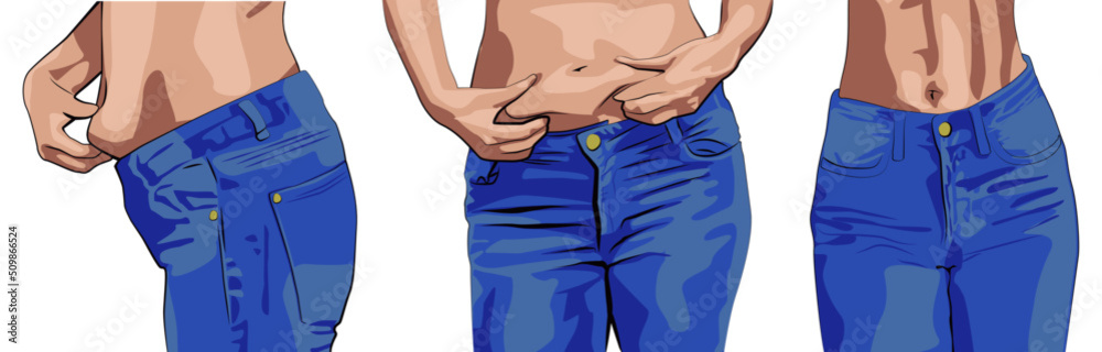 custom made wallpaper toronto digitalBefore and after. Set women with fat belly. The girl clamps the fold of the belly with both hands.