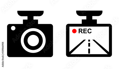 Drive recorder illustration icon image material black and white red