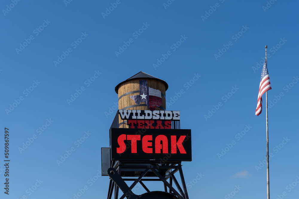 Kissimmee, TX, USA February 7, 2022 Wildside Texas BBQ restaurant