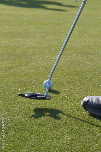 Golf putting at the Old Course of St Andrews, Scotland photo