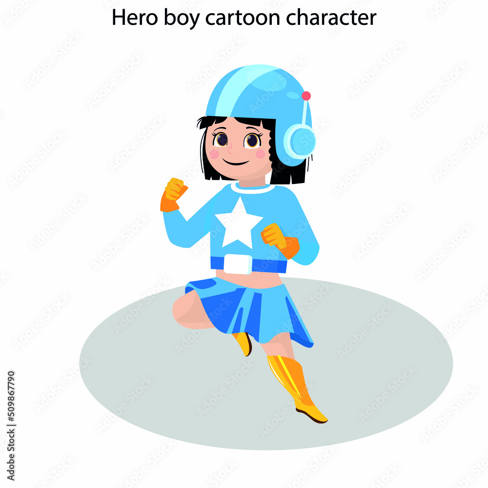 Hero boy icon cute cartoon character sketch