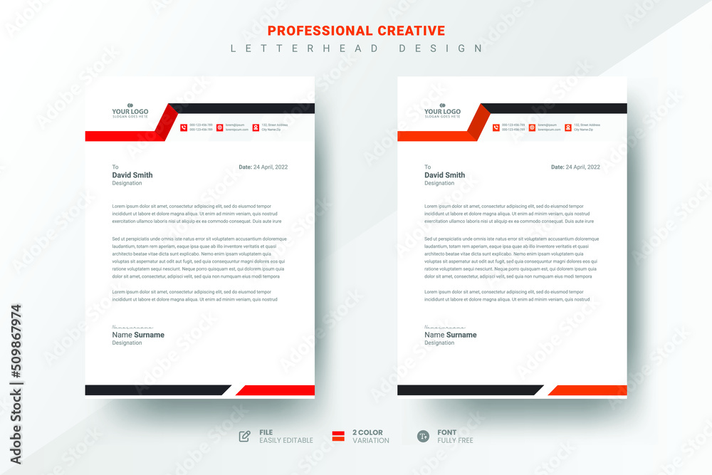 Professional creative letterhead design template Professional creative letterhead design template