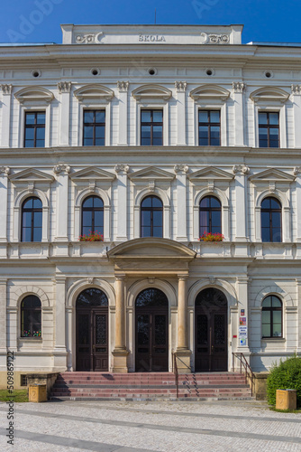 Historic school building in the center of Litomerice, Czech Republic