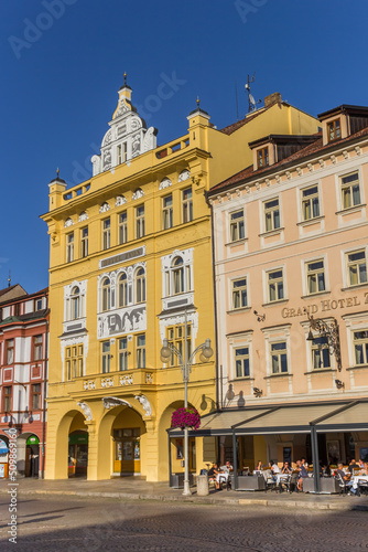People enjoying the summer weather at the hotels in Ceske Budejovice, Czech Republic