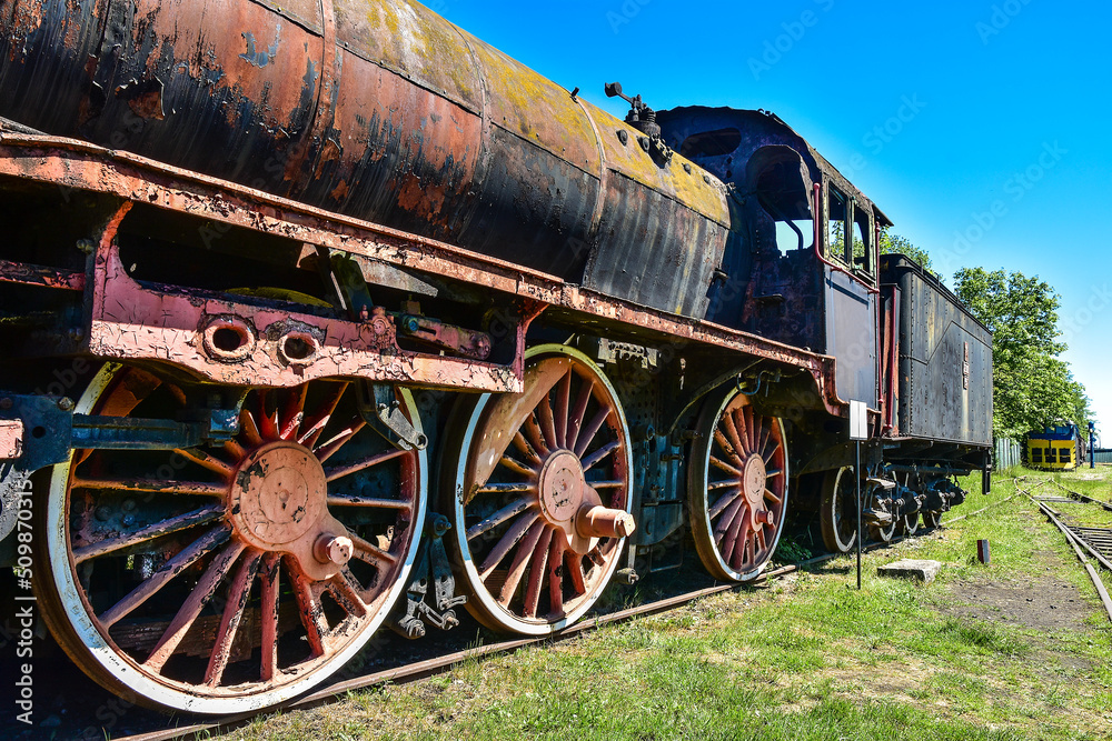 steam locomotive, beautiful old train, Koscierzyna in Poland