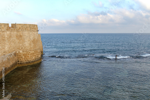 Burj Kerim The English Tower, the western sea wall in the early morning photo