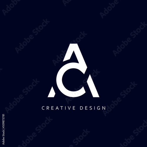 AC CA Logo Design, Creative Professional Trendy Letter CA AC Monogram in Black and White Color