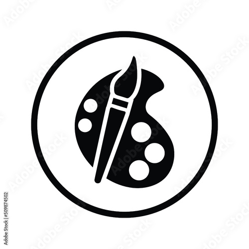 Brush, Color palate icon. Black vector illustration.