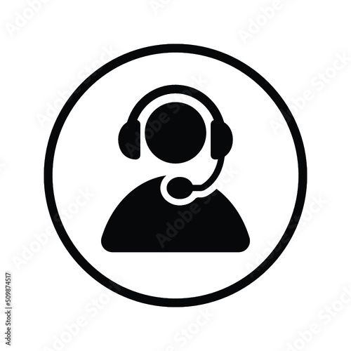 Consultant, customer support icon. Black vector illustration.