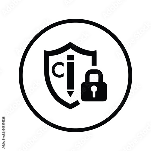 Copy write protection icon. Black vector illustration.