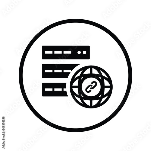 Domain hosting linking icon. Black vector illustration.