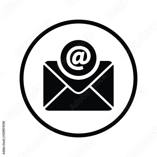 Email, mail icon. Black vector illustration.