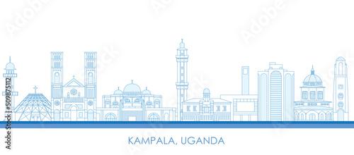 Outline Skyline panorama of city of Kampala, Uganda - vector illustration photo