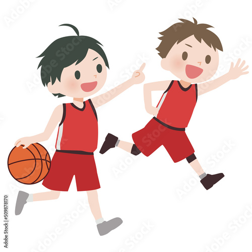 バスケットボールをする少年たち