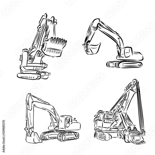 Excavators on a construction site or in a quarry