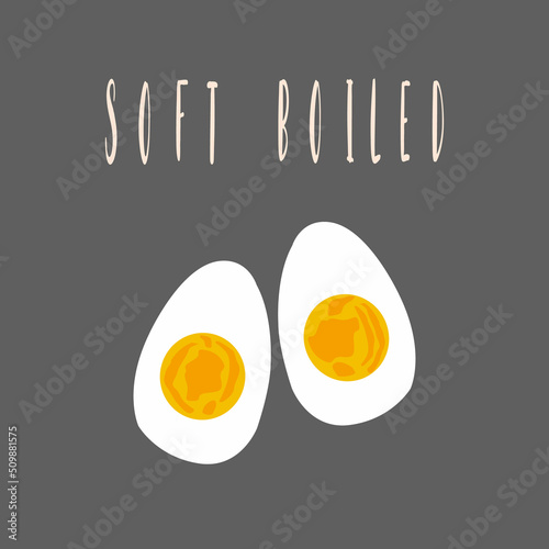 Cooked eggs in a soft boil way vector illustration on a dark background.