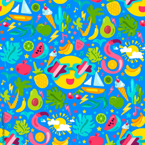 Tropical summer vacation seamless pattern vector