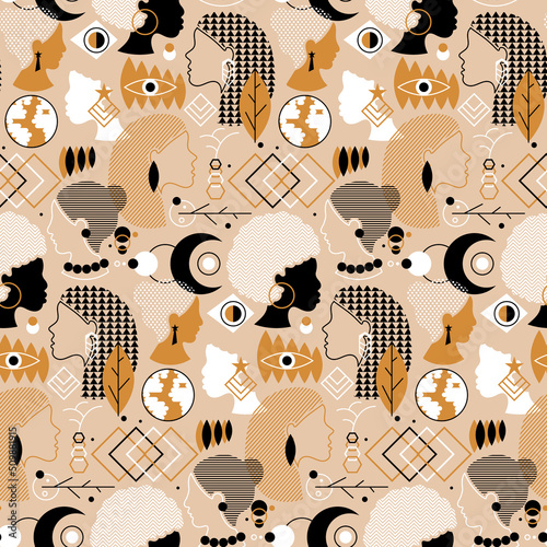 Woman diversity and ethnic seamless pattern vector
