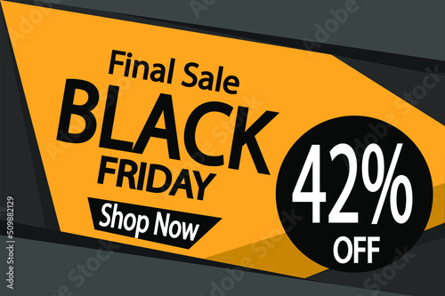 42% off black friday. Banner 42% discount para promoção final in black.