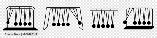 Newton's cradle icons. Vector illustration isolated on transparent background