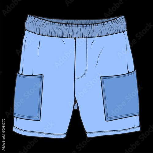 short pants color block drawing vector, short pants in a sketch style, trainers template, vector Illustration.
