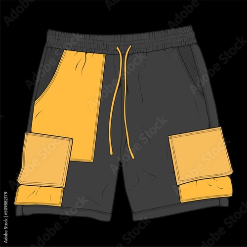 short pants color block drawing vector, short pants in a sketch style, trainers template, vector Illustration.
