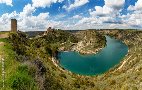 Panoramic views of the medieval town of Alarcon, with the swamp and the castle in Cuenca, Spain. photo