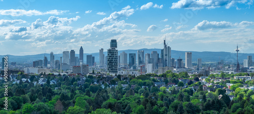 Frankfurt urban skyline, view from Goethe Tower