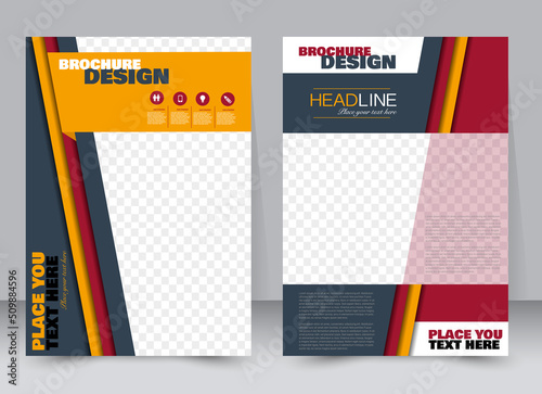 Abstract flyer design background. Brochure template. Annual report cover. Can be used for magazine, business mockup set, education, presentation. Vector illustration a4 size.  Orange and red color.