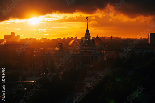 Evening sunset in Moscow VDNH district © Mulderphoto