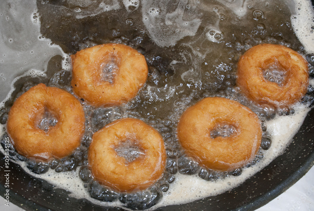 Spanish typical fried donuts or roscas fritas