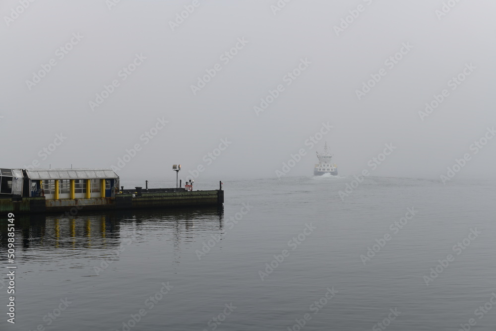 boat on a foggy day
