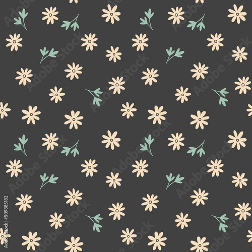 Summer seamless pattern with abstract small flowers randomly. Vector background