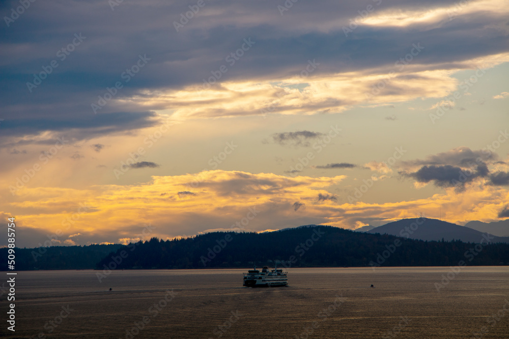 sunset on the beach in autumn