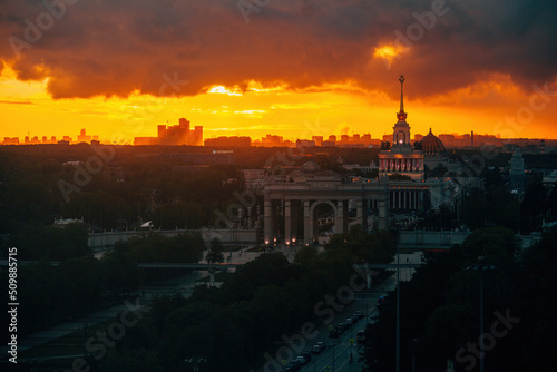 Evening sunset in Moscow VDNH district © Mulderphoto