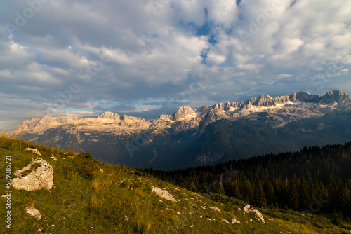 Fototapeta Naklejka Na Ścianę i Meble -  Dolomites on Italian and Slovenian border around  mountain Monte Ursic with 2541 m in Julian Alps