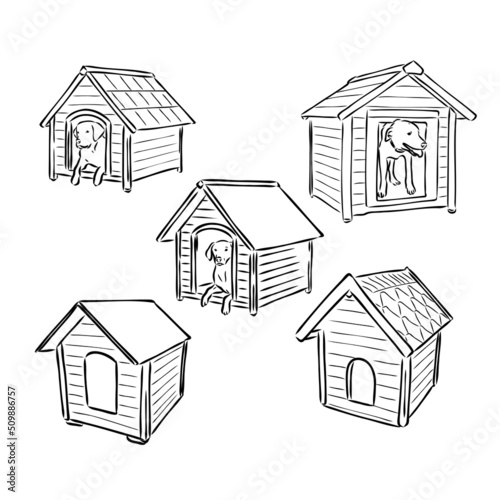 Hand drawn doghouse doodle. Vector illustration of Dog house.