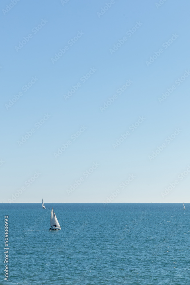 Two boats in the Mediterranean Sea, Sitges