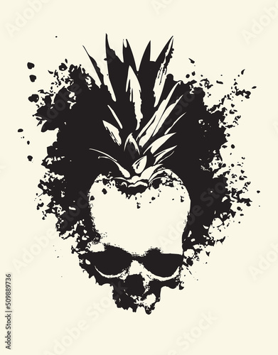 human skull with black spots and splashes