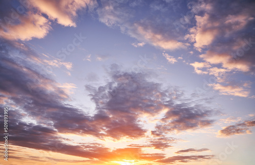 Fototapeta Naklejka Na Ścianę i Meble -  Beautiful natural sky with clouds at sunset, colorful.