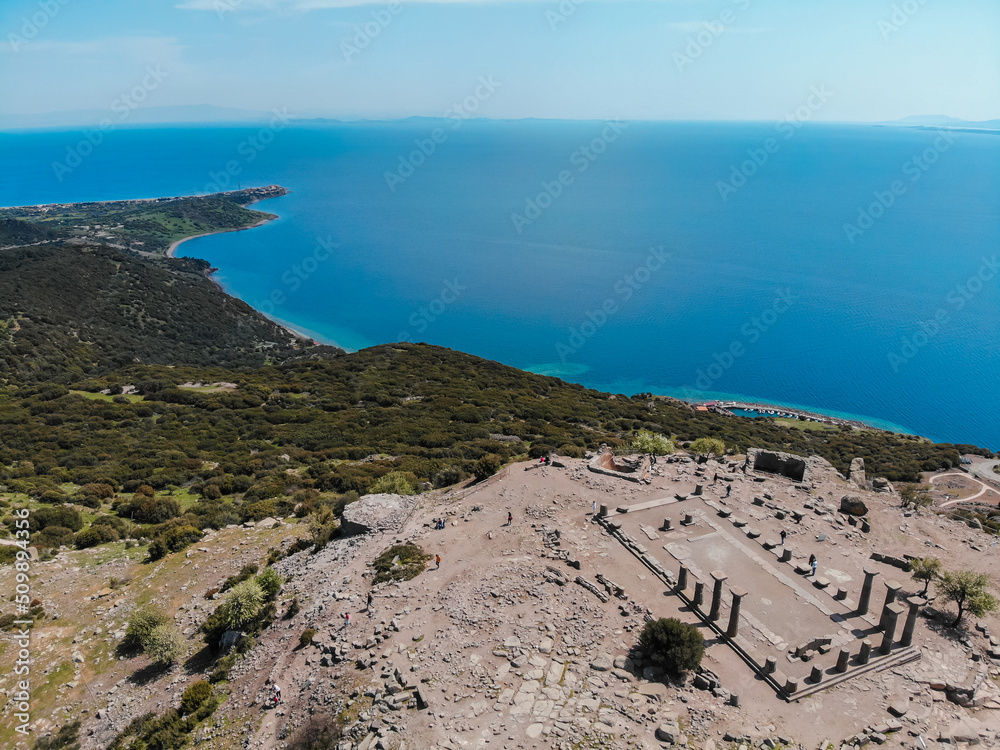 Assos, Athena Temple. Aerial View Of The Ruins In The Ancient City Of ...