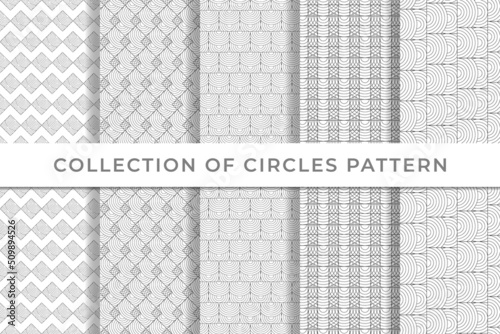 Black and white circle Collection of geometric seamless patterns simple minimal design