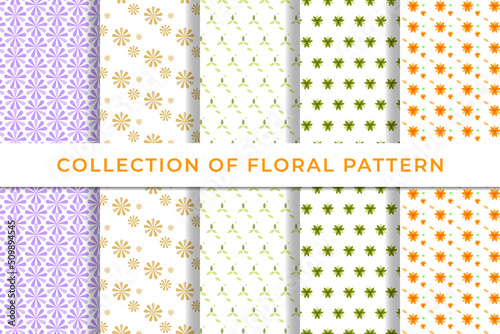 colorful floral Collection of geometric seamless patterns simple minimal design